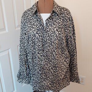 Ralph Lauren Leopard Print Long Sleeve Cotton Button Up Shirt